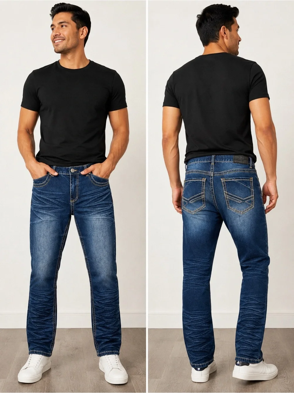 True Religion Men's Dark Blue Straight Leg Jeans